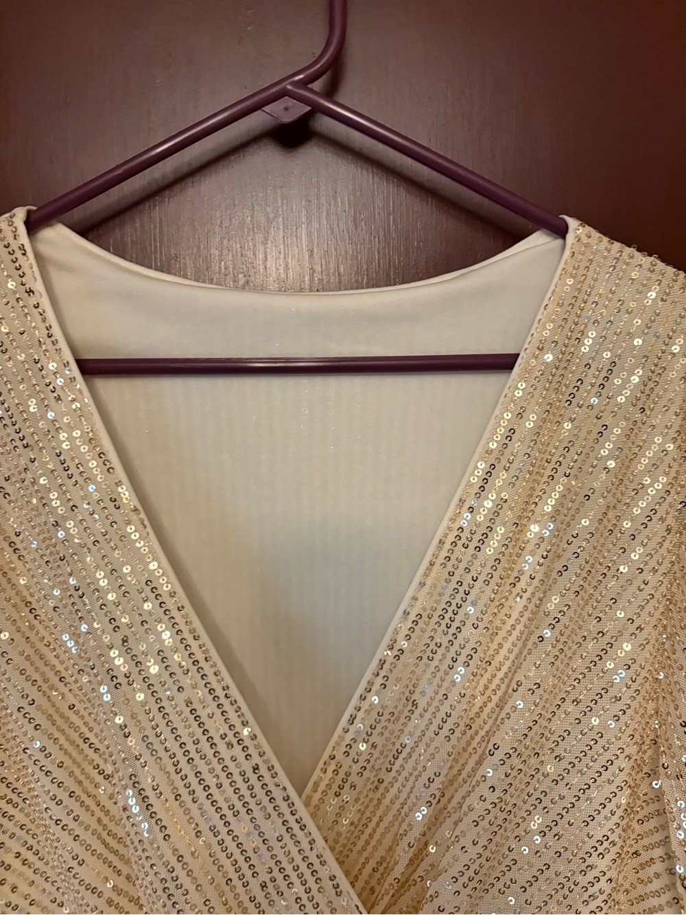 Sequin Fringe Mini Dress Ivory Gold 1XL - Picture 5 of 8